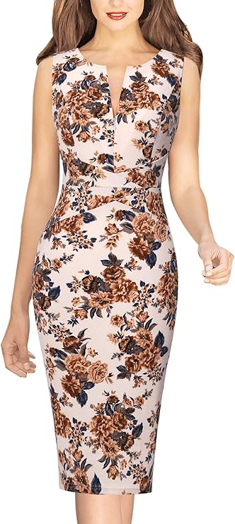 Vestido elegante para mulher com fecho frontal fino, para trabalho, negócios, escritório, festa