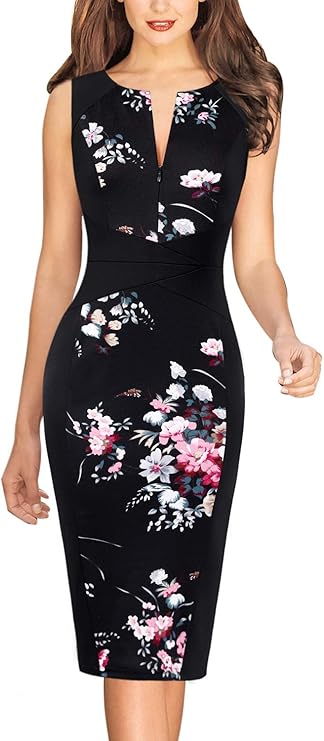 Vestido elegante para mulher com fecho frontal fino, para trabalho, negócios, escritório, festa