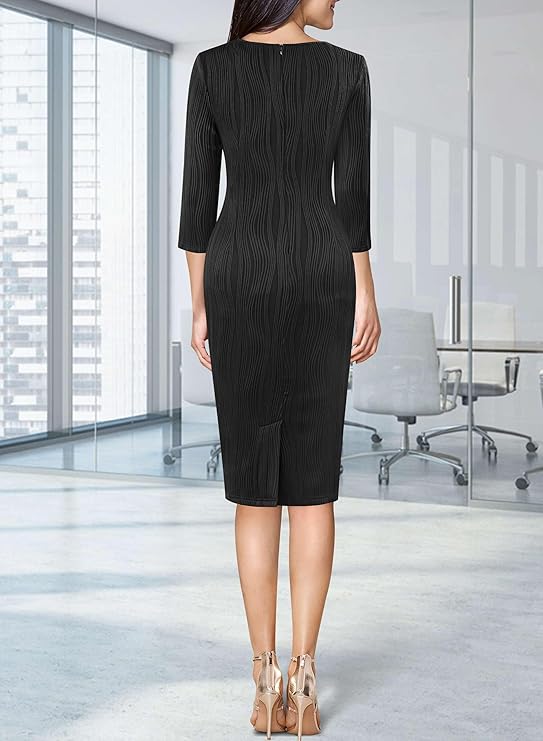 Vestido justo com fecho para mulher, justo para trabalho, negócios, escritório, festa, lápis, bainha