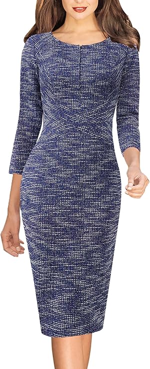 Vestido justo com fecho para mulher, justo para trabalho, negócios, escritório, festa, lápis, bainha