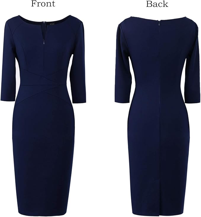 Vestido justo com fecho para mulher, justo para trabalho, negócios, escritório, festa, lápis, bainha