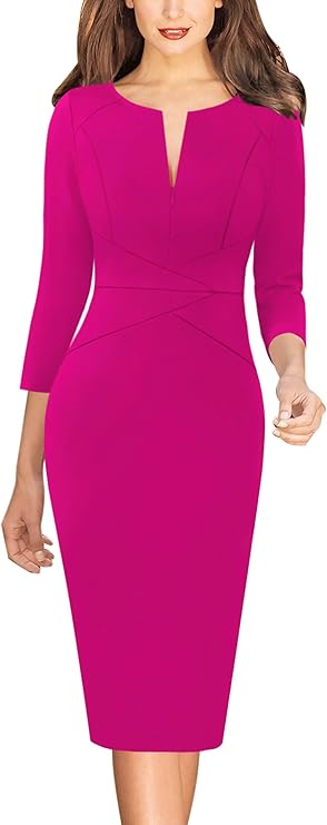 Vestido justo com fecho para mulher, justo para trabalho, negócios, escritório, festa, lápis, bainha