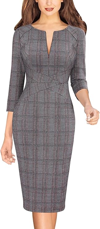 Vestido justo com fecho para mulher, justo para trabalho, negócios, escritório, festa, lápis, bainha