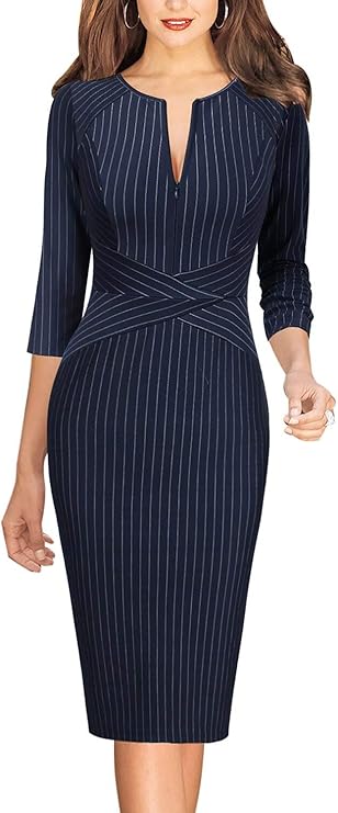 Vestido justo com fecho para mulher, justo para trabalho, negócios, escritório, festa, lápis, bainha