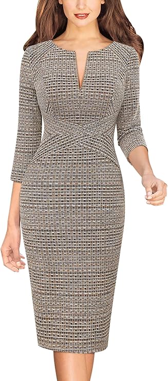 Vestido justo com fecho para mulher, justo para trabalho, negócios, escritório, festa, lápis, bainha