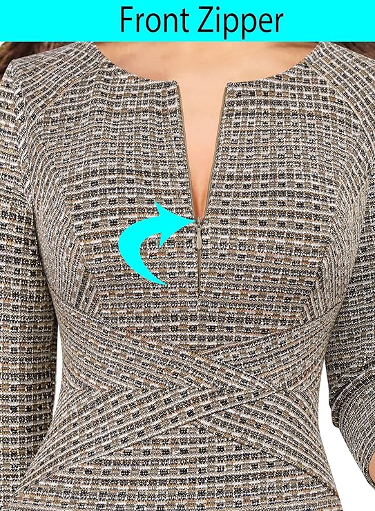 Vestido justo com fecho para mulher, justo para trabalho, negócios, escritório, festa, lápis, bainha