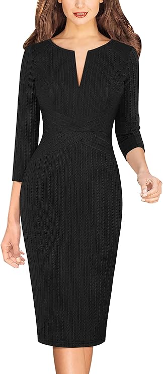 Vestido justo com fecho para mulher, justo para trabalho, negócios, escritório, festa, lápis, bainha