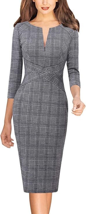 Vestido justo com fecho para mulher, justo para trabalho, negócios, escritório, festa, lápis, bainha