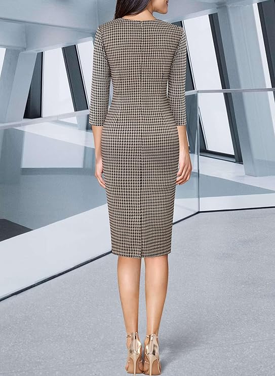 Vestido justo com fecho para mulher, justo para trabalho, negócios, escritório, festa, lápis, bainha