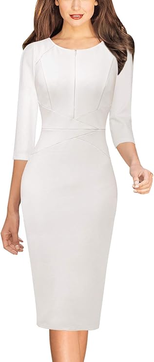 Vestido justo com fecho para mulher, justo para trabalho, negócios, escritório, festa, lápis, bainha