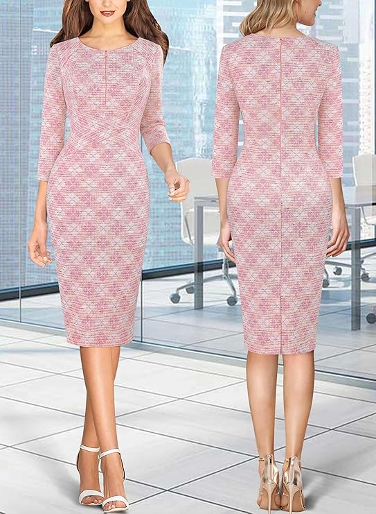 Vestido justo com fecho para mulher, justo para trabalho, negócios, escritório, festa, lápis, bainha