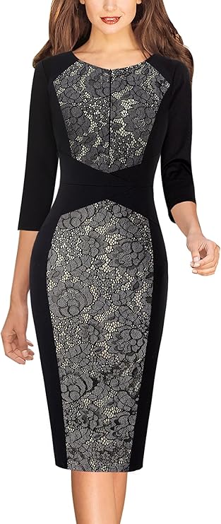 Vestido justo com fecho para mulher, justo para trabalho, negócios, escritório, festa, lápis, bainha