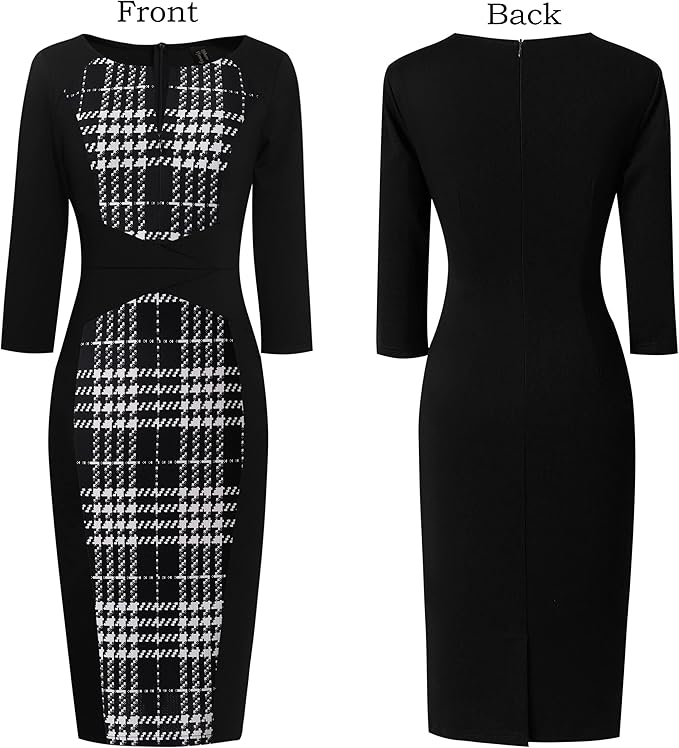 Vestido justo com fecho para mulher, justo para trabalho, negócios, escritório, festa, lápis, bainha