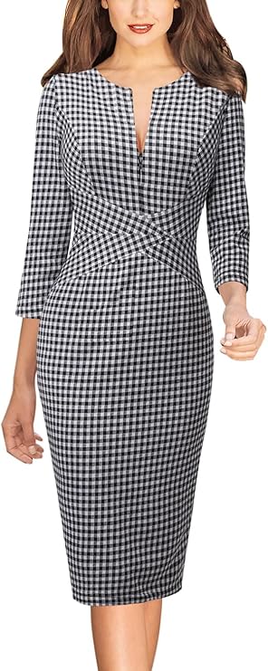 Vestido justo com fecho para mulher, justo para trabalho, negócios, escritório, festa, lápis, bainha