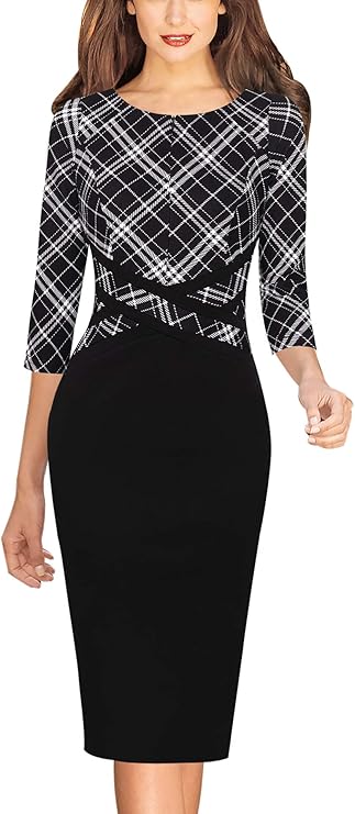 Vestido justo com fecho para mulher, justo para trabalho, negócios, escritório, festa, lápis, bainha