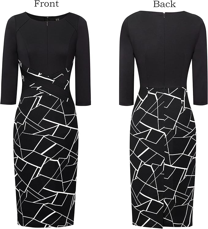 Vestido justo com fecho para mulher, justo para trabalho, negócios, escritório, festa, lápis, bainha