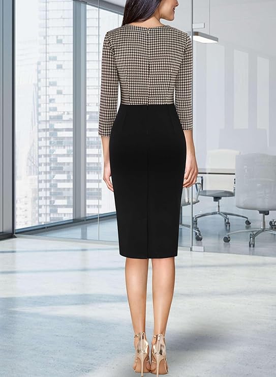 Vestido justo com fecho para mulher, justo para trabalho, negócios, escritório, festa, lápis, bainha