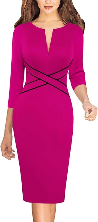 Vestido justo com fecho para mulher, justo para trabalho, negócios, escritório, festa, lápis, bainha