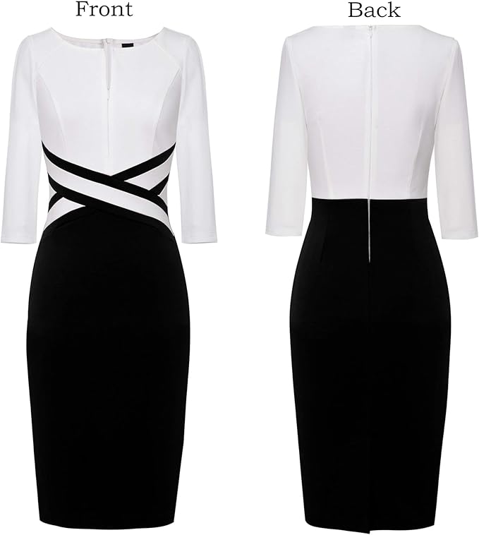 Vestido justo com fecho para mulher, justo para trabalho, negócios, escritório, festa, lápis, bainha