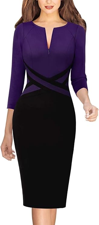 Vestido justo com fecho para mulher, justo para trabalho, negócios, escritório, festa, lápis, bainha