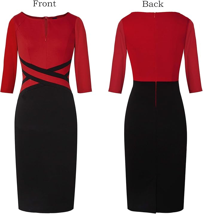 Vestido justo com fecho para mulher, justo para trabalho, negócios, escritório, festa, lápis, bainha