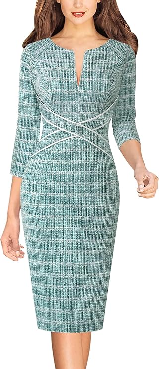 Vestido justo com fecho para mulher, justo para trabalho, negócios, escritório, festa, lápis, bainha