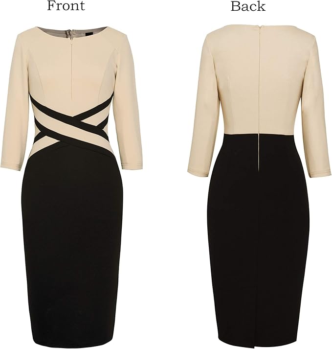 Vestido justo com fecho para mulher, justo para trabalho, negócios, escritório, festa, lápis, bainha
