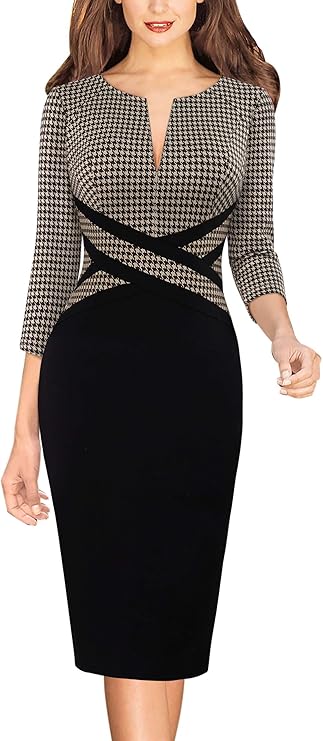 Vestido justo com fecho para mulher, justo para trabalho, negócios, escritório, festa, lápis, bainha