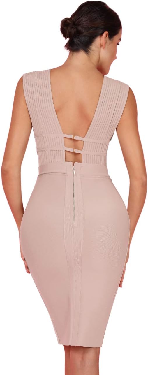 Vestidos de festa de coquetel femininos sexy com decote em V profundo