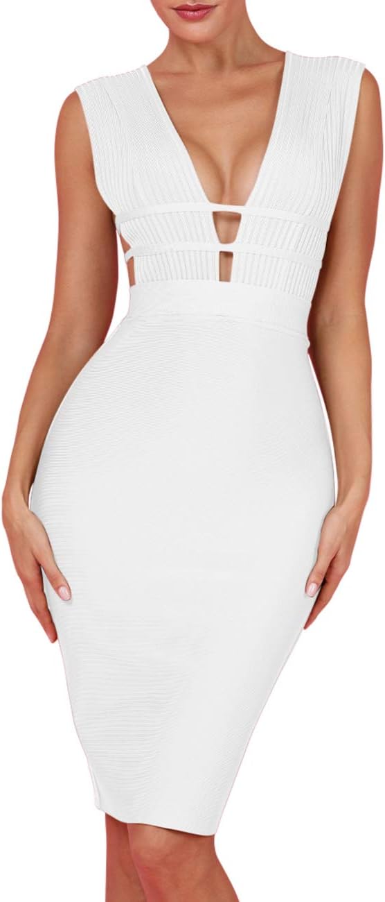 Vestidos de festa de coquetel femininos sexy com decote em V profundo