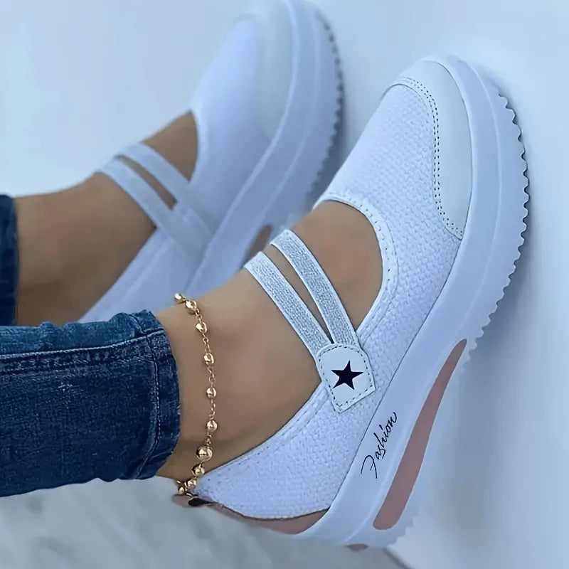 Sapatos de balancim de plataforma feminina antiderrapantes