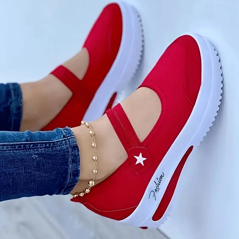 Sapatos de balancim de plataforma feminina antiderrapantes