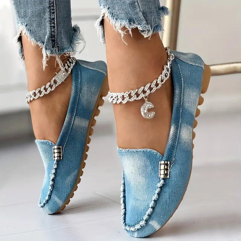Sapatos baixos com padrão Sky Cloud, leves e fechados