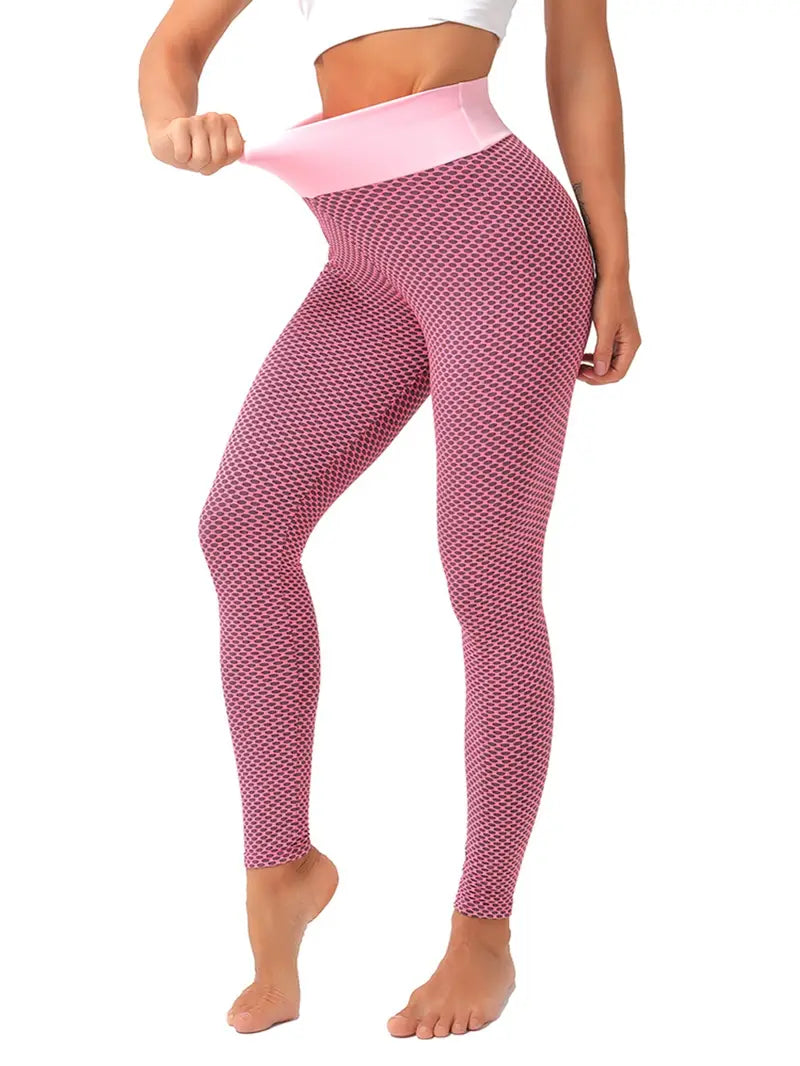 Calças colantes esportivas de cintura alta esportivas moda favo de mel