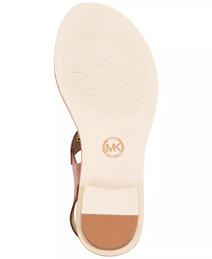Sandálias femininas de tira em T dois tons de lona da Marca Michael Kors