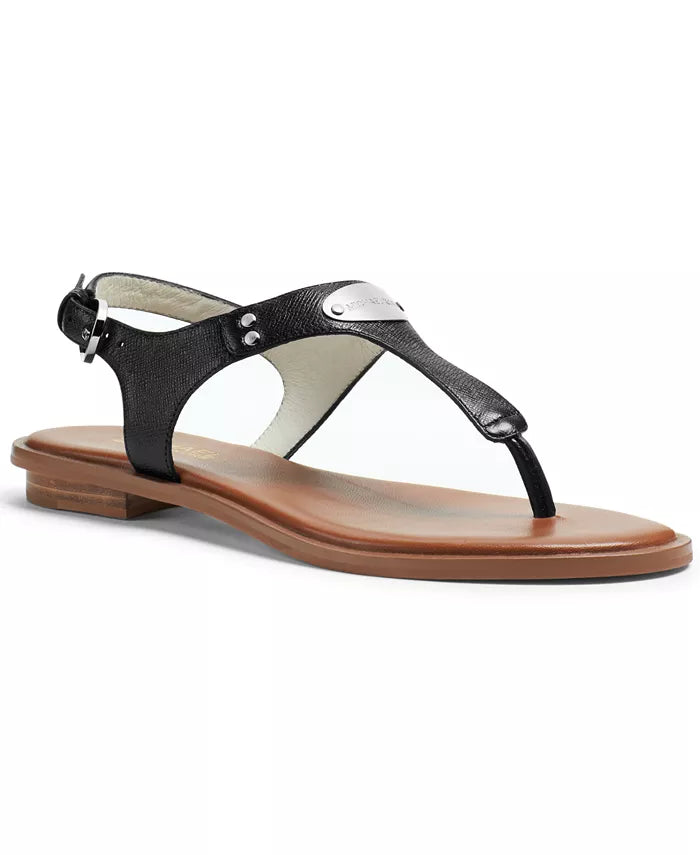 Sandálias femininas de tira em T dois tons de lona da Marca Michael Kors