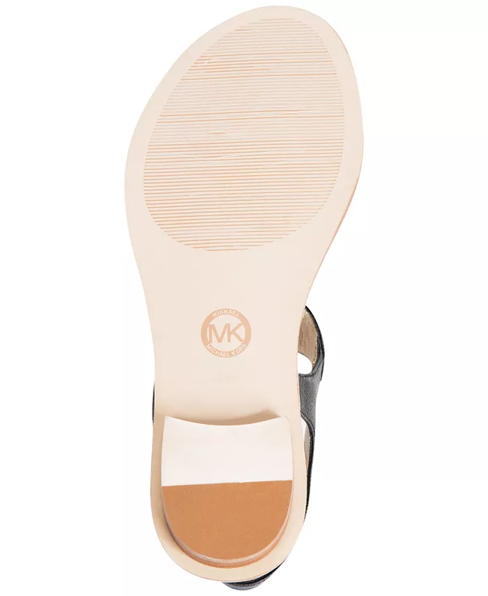 Sandálias femininas de tira em T dois tons de lona da Marca Michael Kors
