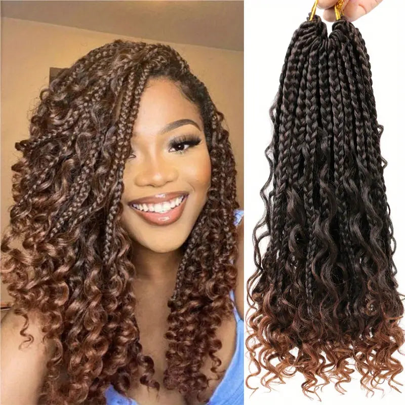 Extensões de tranças cabelo sintético com pontas encaracoladas - 14 polegadas