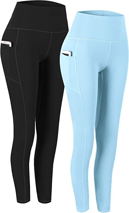 2 Pares de colantes de ioga com cintura Alta e bolsos