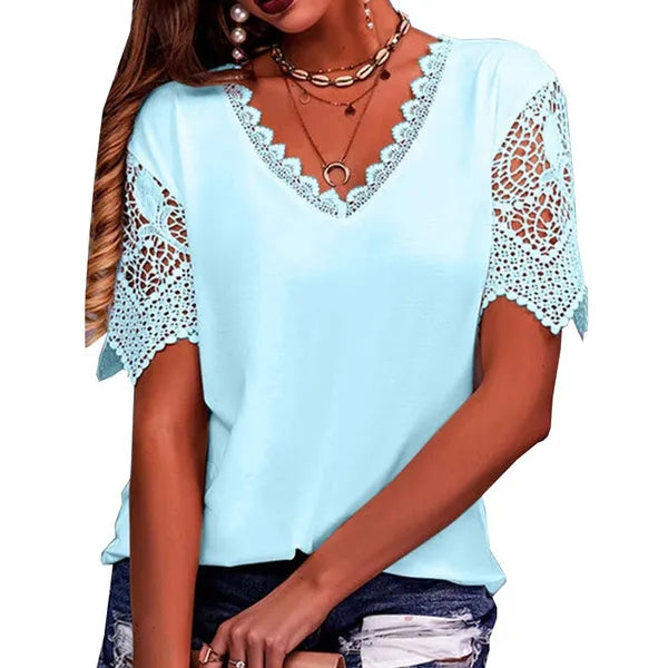 Blusa elegante manga curta laço chiffon