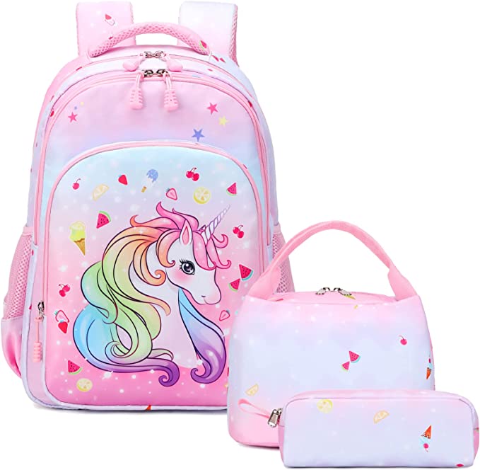 Conjunto de 3 pecas de mochila, kit de lanche e material