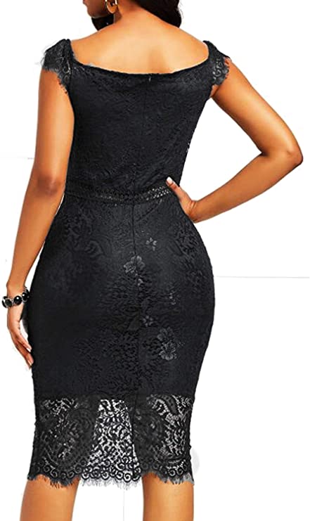 Vestido bodycon elegante floral de renda para cocktail*