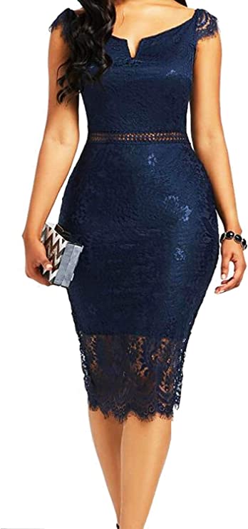 Vestido bodycon elegante floral de renda para cocktail*