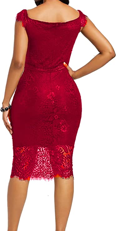 Vestido bodycon elegante floral de renda para cocktail*