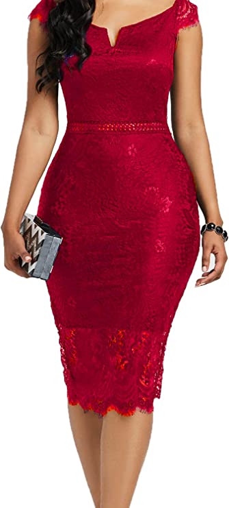 Vestido bodycon elegante floral de renda para cocktail*
