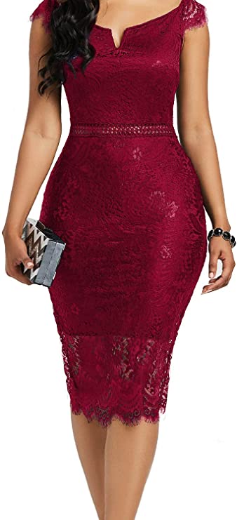 Vestido bodycon elegante floral de renda para cocktail*