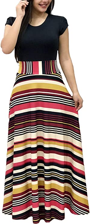 Vestidos Max de gola redonda estampa floral túnica casual