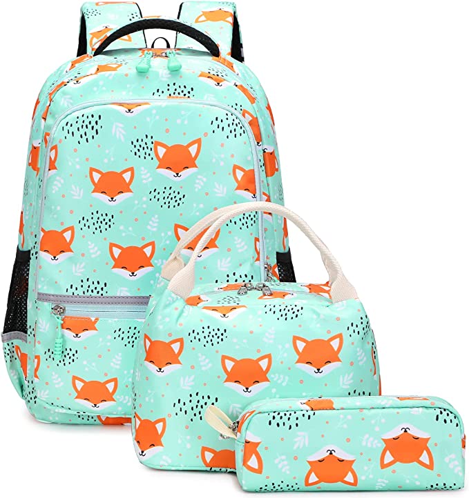 Conjunto de 3 pecas de mochila, kit de lanche e material