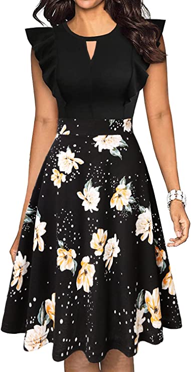 Vestidos tipo vintage plissados com linha de balanço