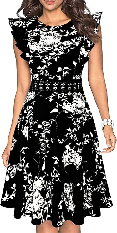 Vestidos tipo vintage plissados com linha de balanço